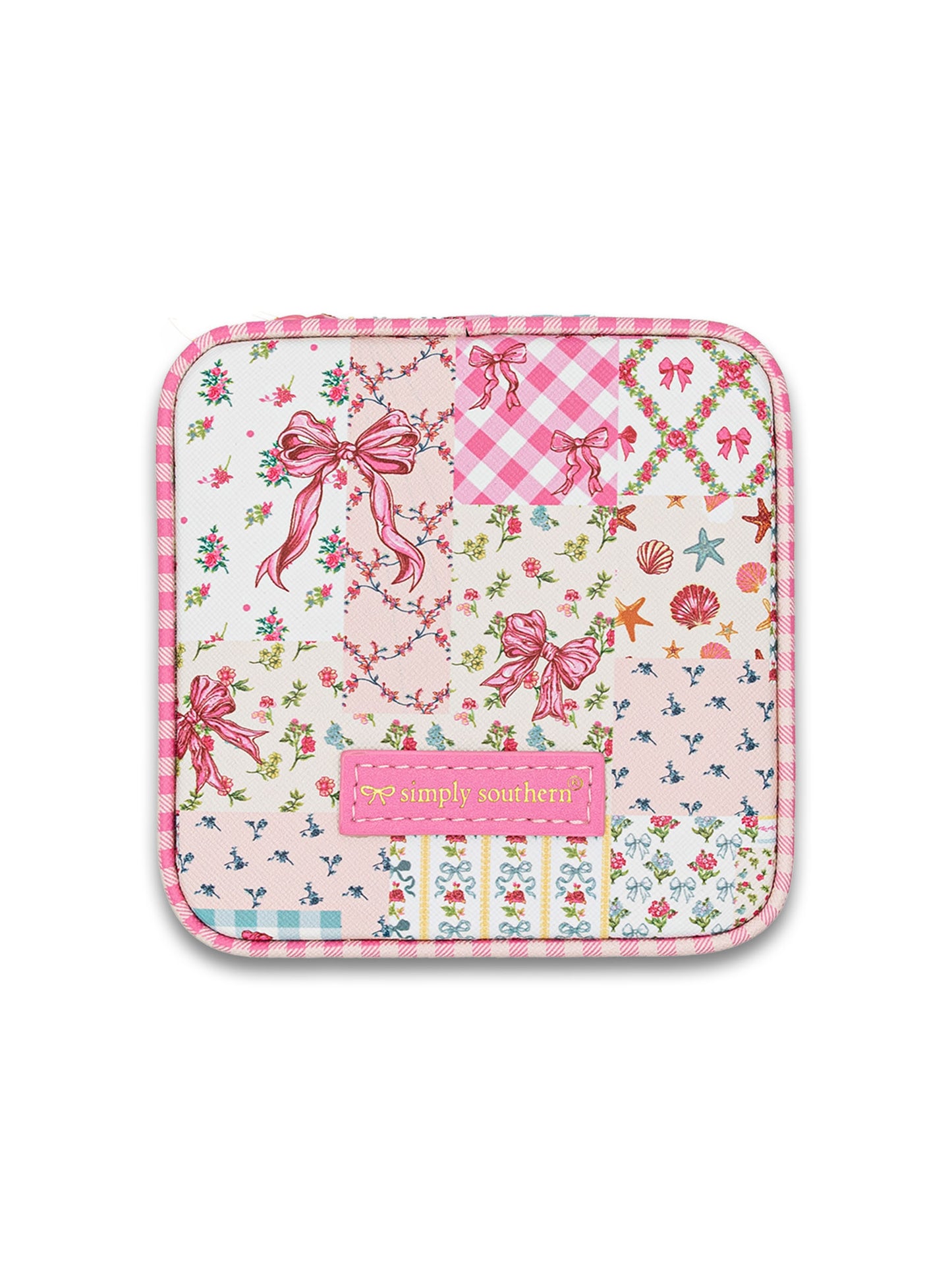 0226-BAG-QLTD-CASE-JWL-QLTRBN Simply Southern Jewelry Case Quilted Pink