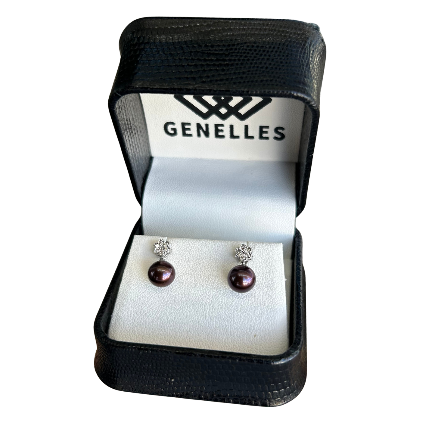 14K FWP ER'S 14K White Gold Freshwater Brown Pearl Earrings