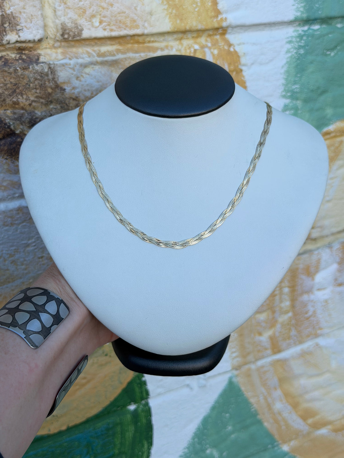U Estate 14K Yellow Gold Twisted Herringbone Necklace 0