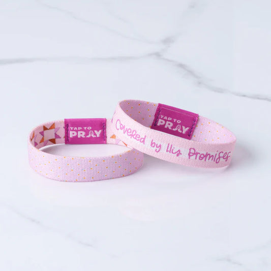 (100-535 TTP) Versible Tap To Pray Wristband – Covered by His Promises
