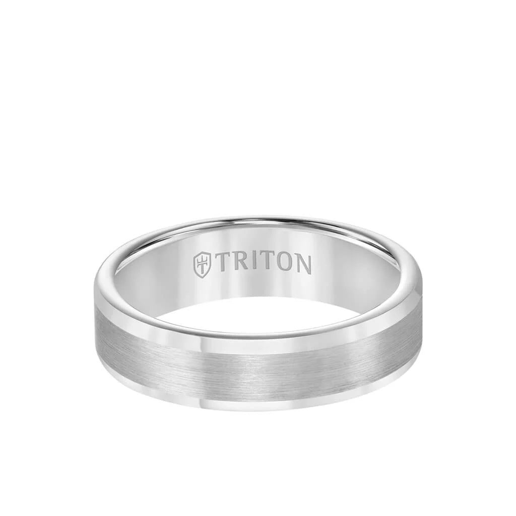 11-2117 Triton 6MM Tungsten Carbide Ring - Satin Finish and Round Edge - Grey 0