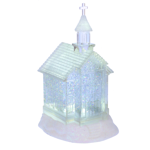 151127 Ganz Lighted LED Shimmer Church Acrylic Battery Operated/Recharge 0