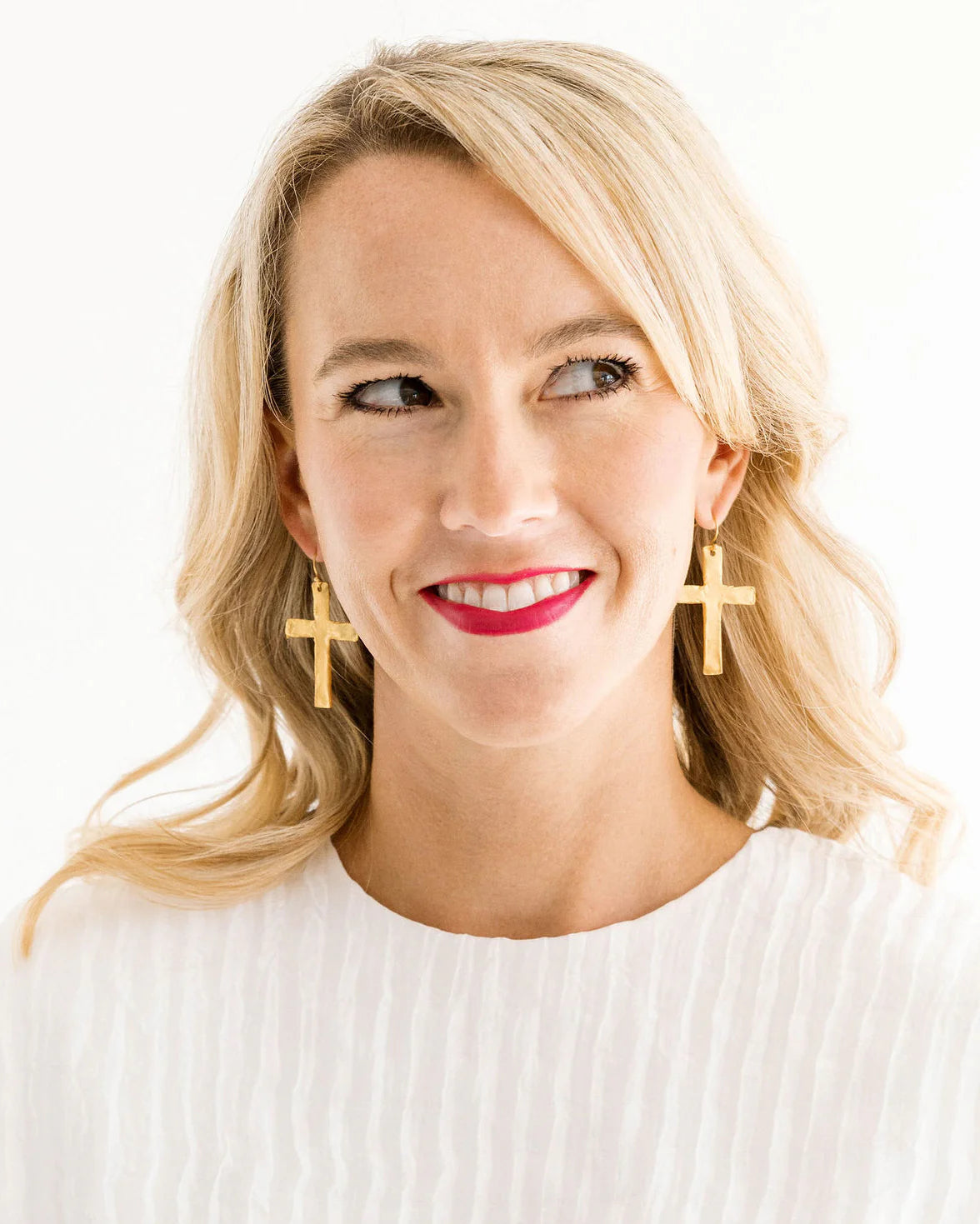1532G Susan Shaw Gold Plated Classic Cross Earrings
