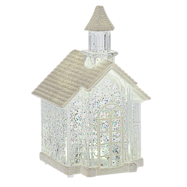 166141 Ganz Lighted LED Church Mini Shimmer Battery Operated Snow Globe 0