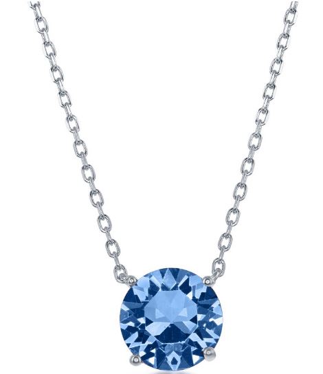 Sterling Silver Round Birthstone Necklace 16" - December