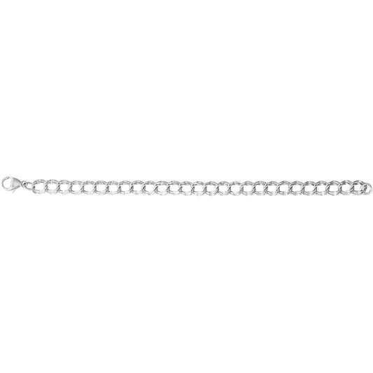 Rembrandt Large Double Link Dapped Curb Classic Bracelet - 7"
