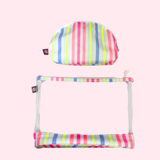 222G 5353 Mint Valley Girl Jet-Set Pouch Striped