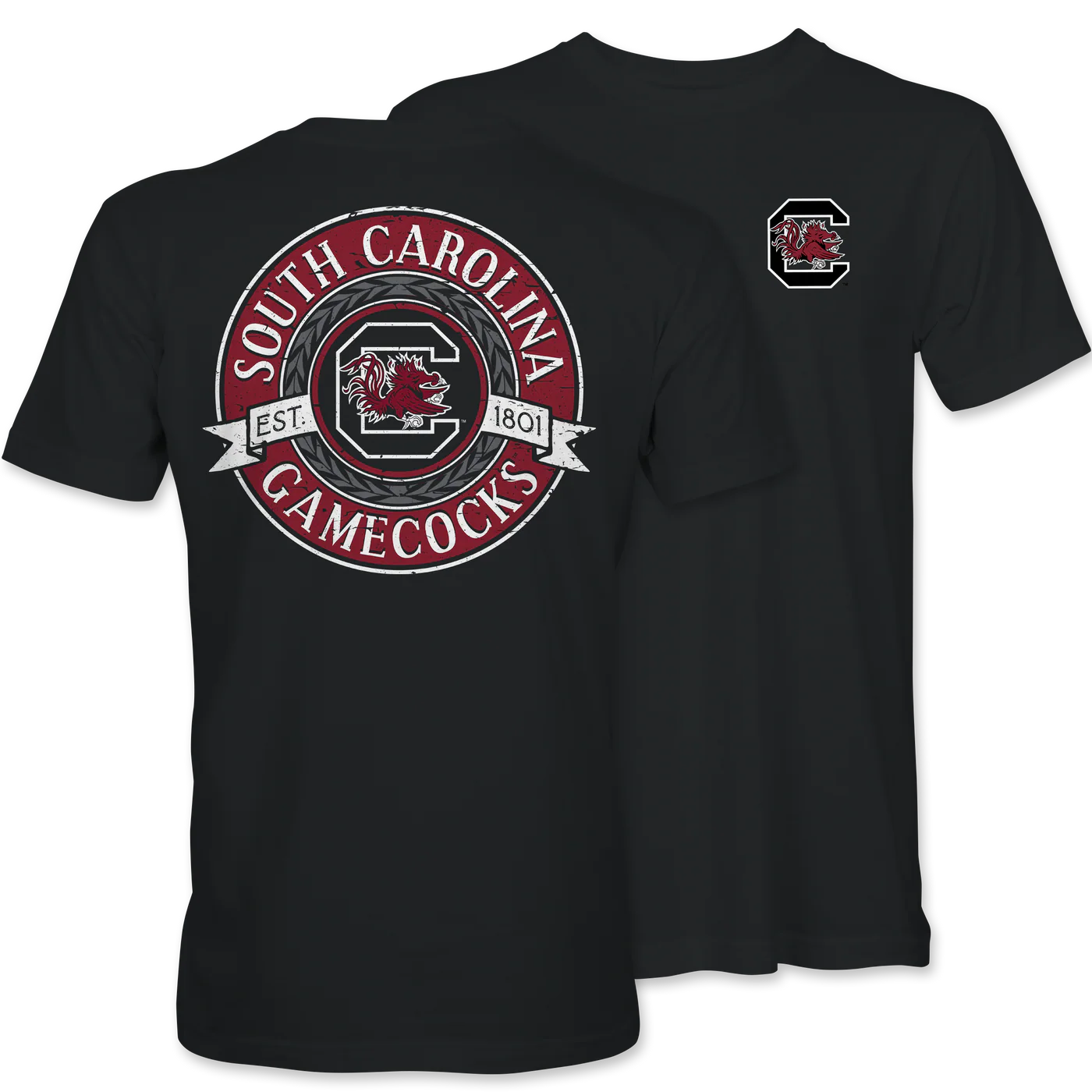 Palmetto Shirt Co. South Carolina Gamecocks Distressed Circle Short Sleeves Black T-Shirt