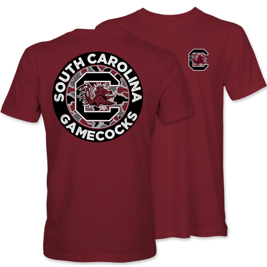 Palmetto Shirt Co. Gamecock Circle Duck Camo Short Sleeve Garnet T-Shirt