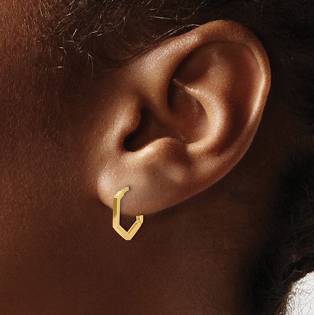 10K Yellow Gold Polished Geometric Hoop Earrings
