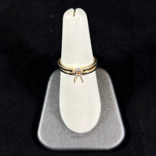 14K Yellow Gold .07CTTW Semi Mount Wedding Set