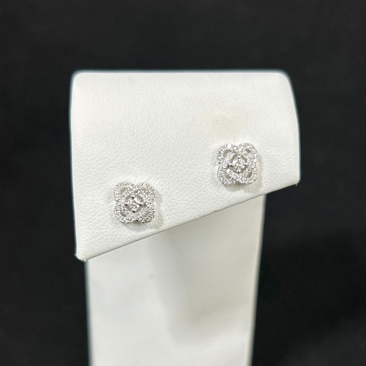 10K White Gold .25CTTW Diamond Knot Stud Earrings