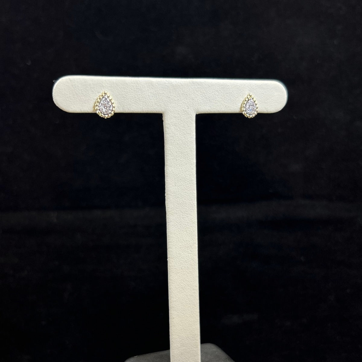 14K Yellow Gold .16CTTW Pear Diamond Cluster Earrings