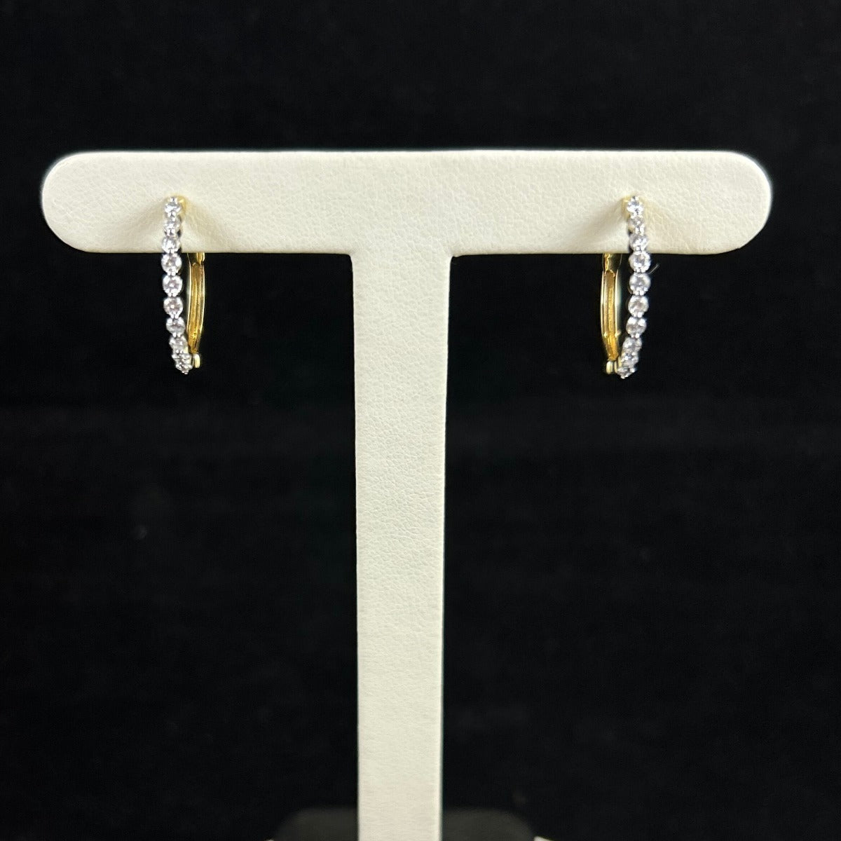 14K Yellow Gold .50CTTW Round Diamond Hoop Earrings
