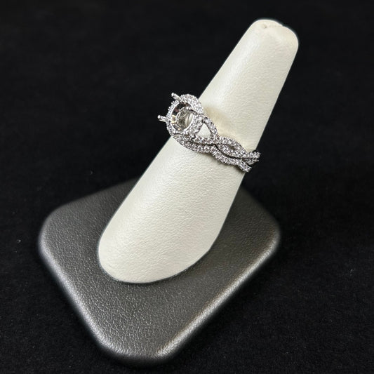 14K White Gold .72CTTW Diamond Semi Mount Wedding Set