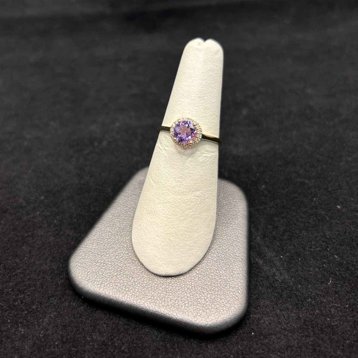 10K Yellow Gold .11CTTW Diamond & .11CTTW Amethyst Birthstone Ring
