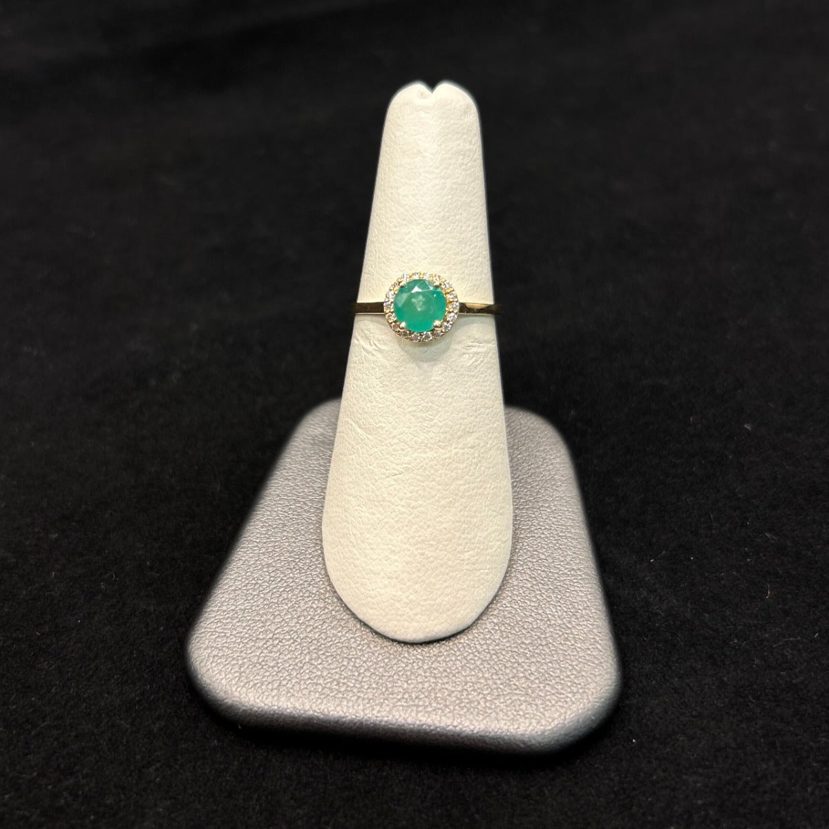 10K Yellow Gold .11CTTW Diamonds & 1CTTW Emerald Birthstone Ring