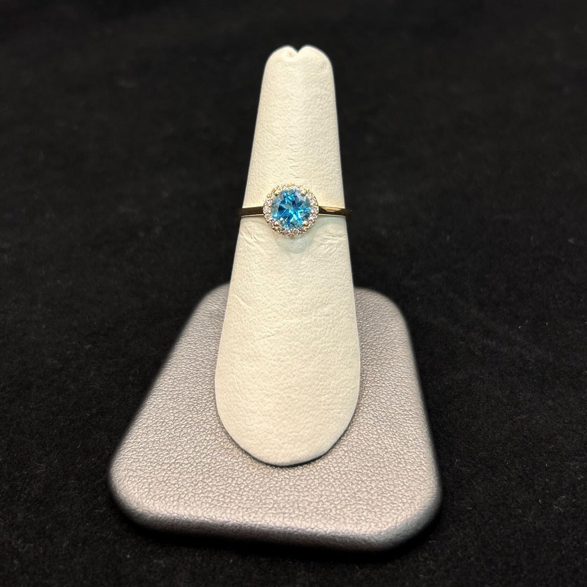 10K Yellow Gold .11CTTW Diamonds & 1CTTW Blue Topaz Birthstone Ring