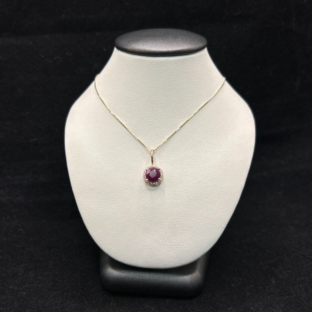 10K Yellow Gold .11CTTW Diamonds & 1CTTW Garnet Birthstone Necklace