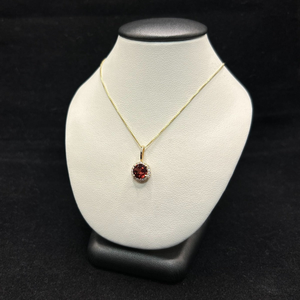 10K Yellow Gold .11CTTW Diamonds & 1CTTW Ruby Birthstone Necklace