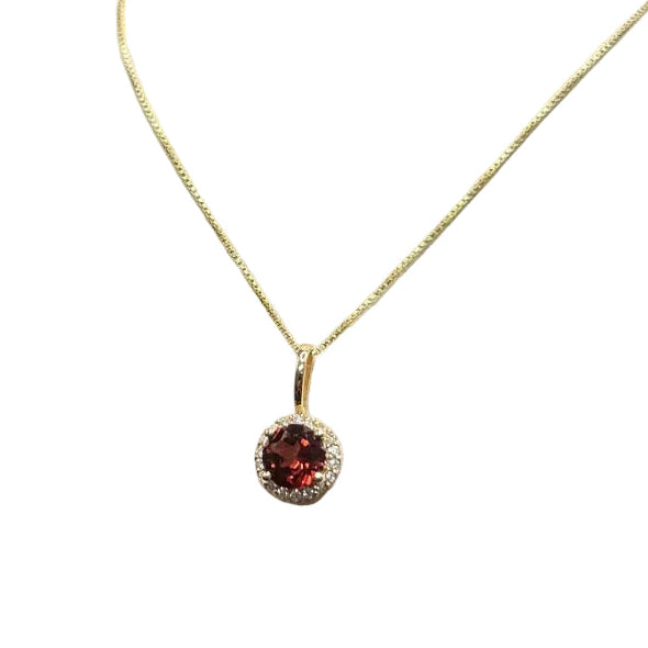 6637601AUZR 10K Yellow Gold .11CTTW Diamonds & 1CTTW Ruby Birthstone Necklace