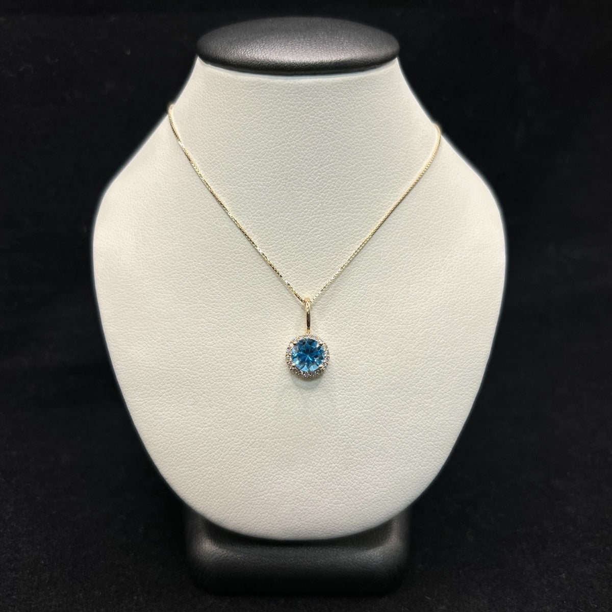 10K Yellow Gold .11CTTW Diamonds & 1CTTW Blue Topaz Birthstone Necklace