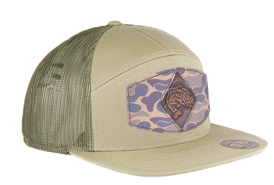 Bass Old School Camo Leather Patch Hat - Loden & Khaki