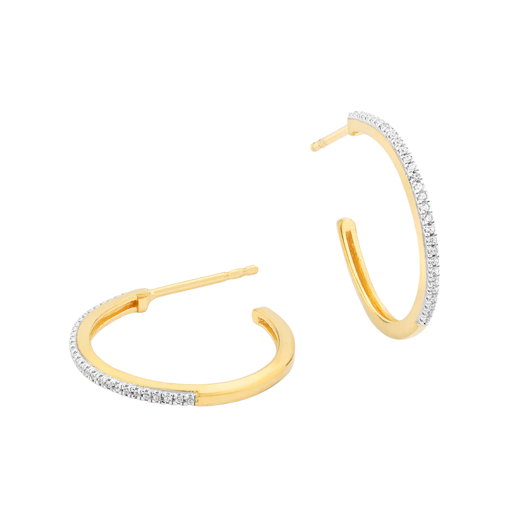 Ella Stein Sterling Silver Gold Plated .12CTTW Diamond Small Hoop Earring