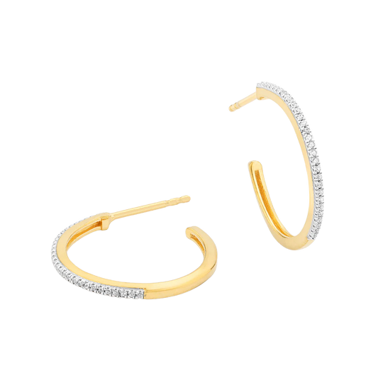 Ella Stein Sterling Silver Gold Plated .12CTTW Diamond Small Hoop Earring