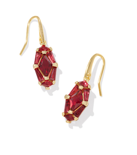 Kendra Scott Lindy Rae Lee Drop Earrings in Gold Red Crystal