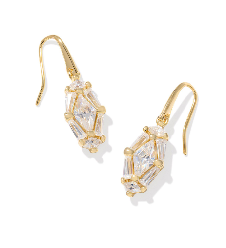 Kendra Scott Lindy Rae Lee Drop Earrings in Gold White Crystal