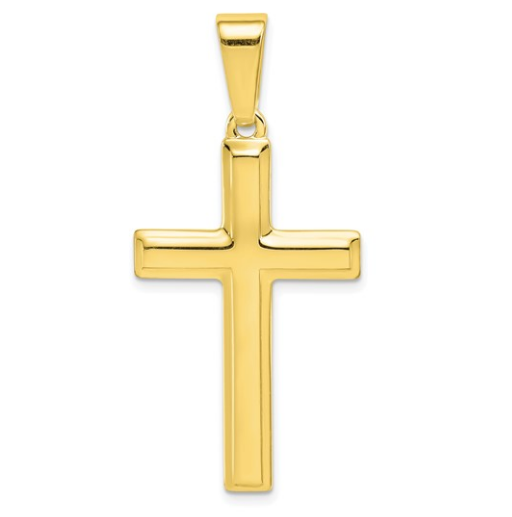 Sterling Silver Gold Tone Polished Cross Pendant