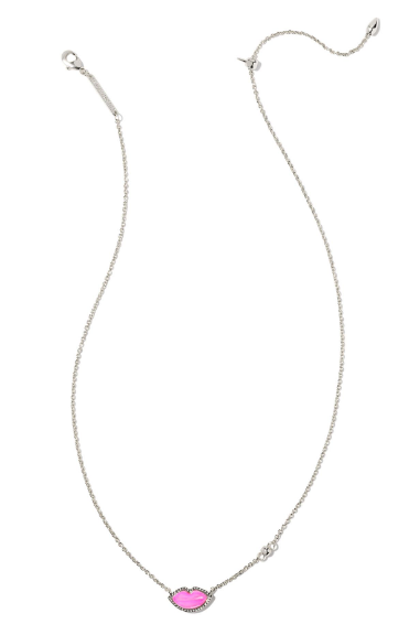 Kendra Scott Lips Necklace in Silver Hot Pink Mother of Pearl
