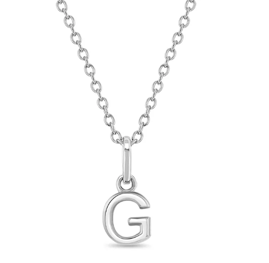 Sterling Silver Tiny Initial Letter Necklace - G