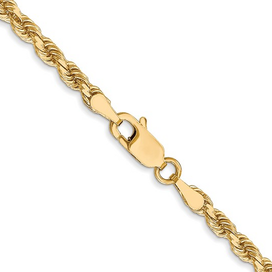 10K Yellow Gold 3mm Diamond Cut Rope Chain - 20"
