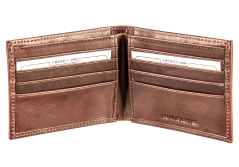 Clemson University Bi-Fold Brown Leather Wallet