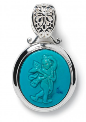 740 P1862/Turq Southern Gates Sterling Silver Magnesite Dancing Angel Intaglio Pendant 0