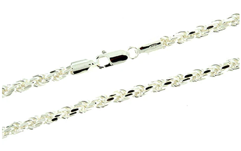 Sterling Silver 7mm Diamond Cut Rope Chain - 24"