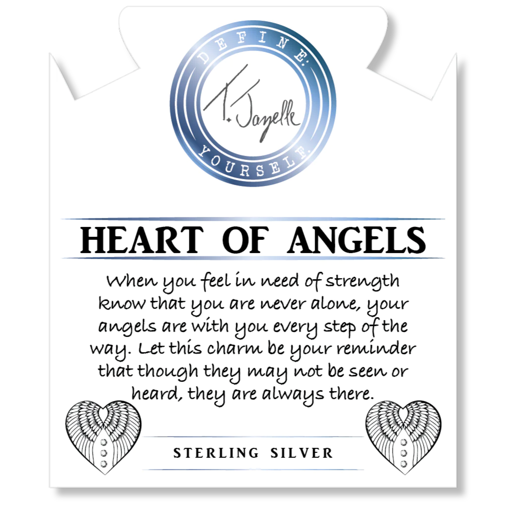 Mauve Jade Gemstone Beaded Bracelet with Heart of Angels Sterling Silver Charm