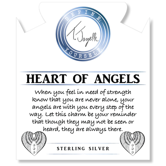 Mauve Jade Gemstone Beaded Bracelet with Heart of Angels Sterling Silver Charm