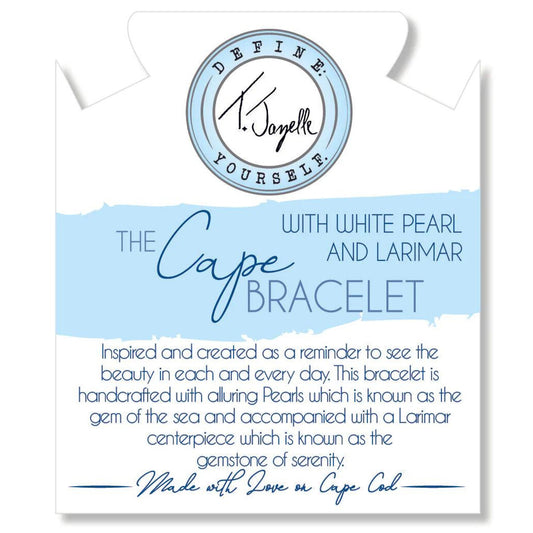 The Cape Bracelet - Pearl with Larimar Ball