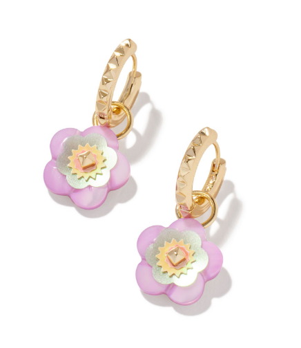 9608861454 Kendra Scott Deliah Huggie Earrings in Gold Pastel Mix