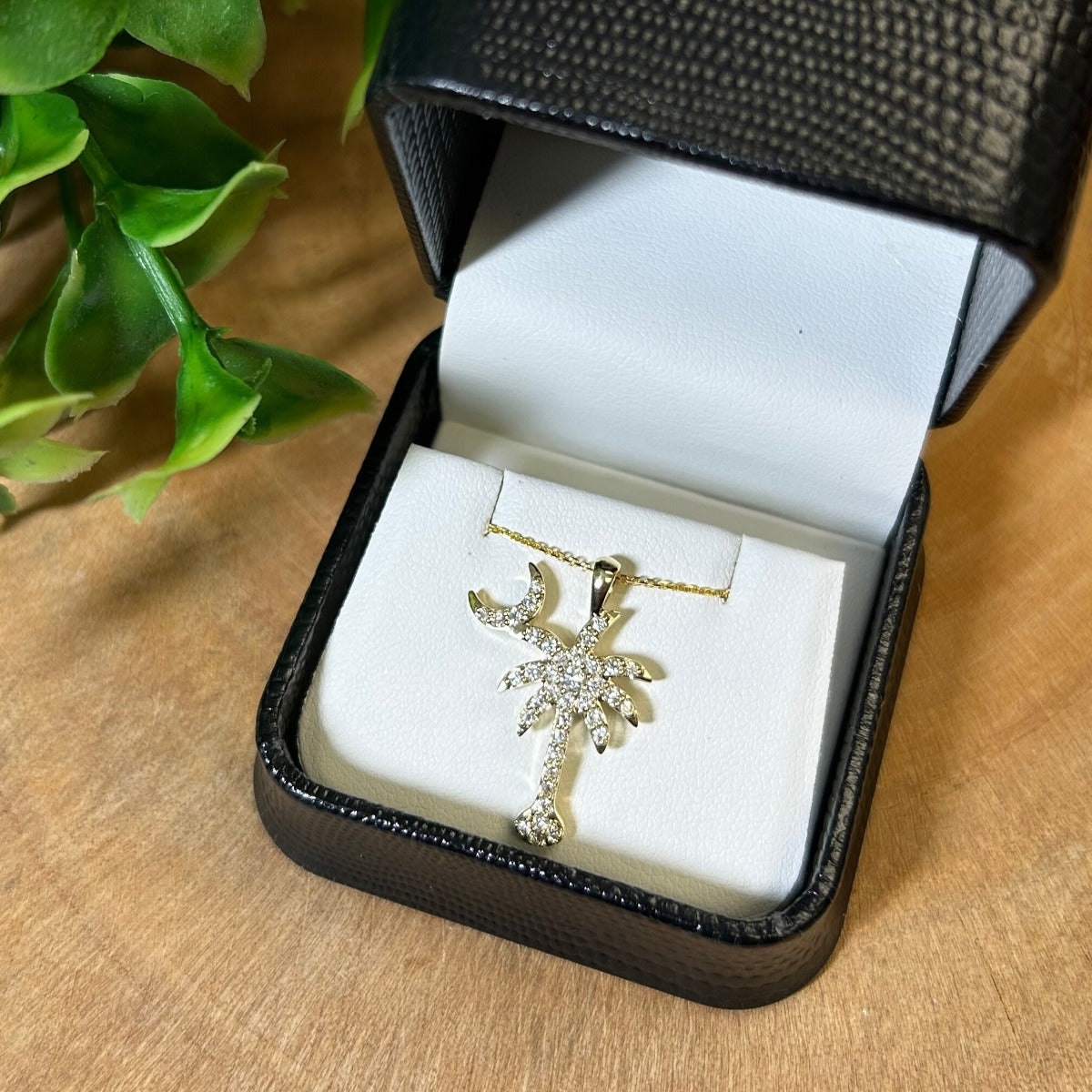 14K Yellow Gold .50CTTW Palmetto Tree Pendant