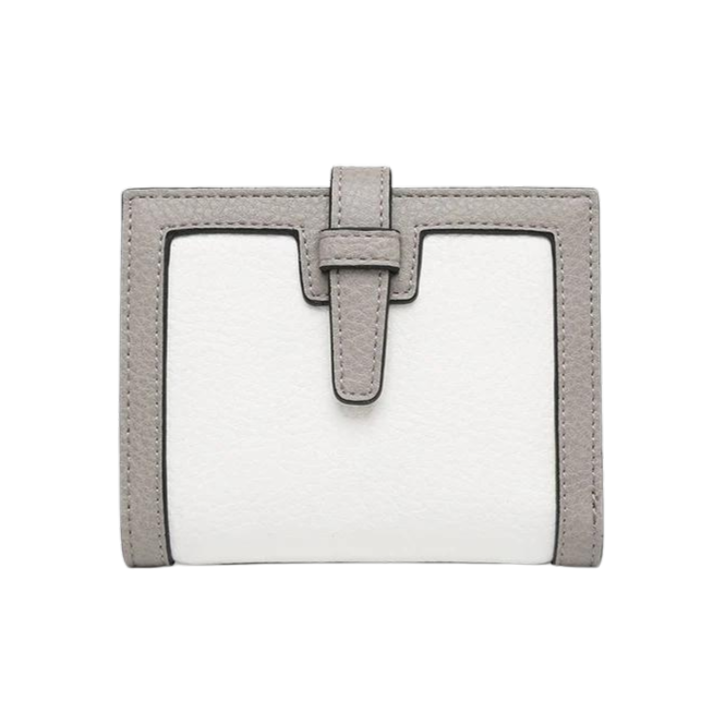 WL2066-WT.GY Jen & Co Bessie Vegan Wallet - White & Grey