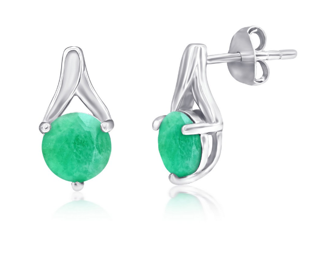 Sterling Silver 6mm Gem Birthstone Earrings - May