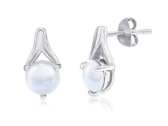 Sterling Silver 6mm Gem Birthstone Earrings - June