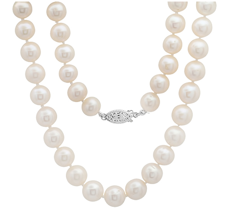 Sterling Silver 9-10mm Freshwater Pearl Necklace - 18"