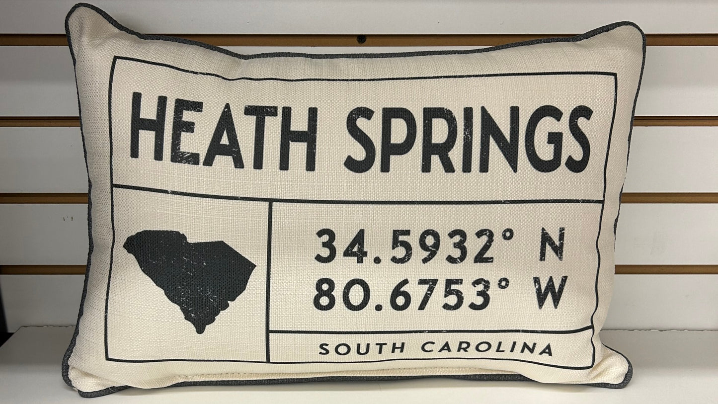 City Grid Coordinates Pillow - Heath Springs 29058