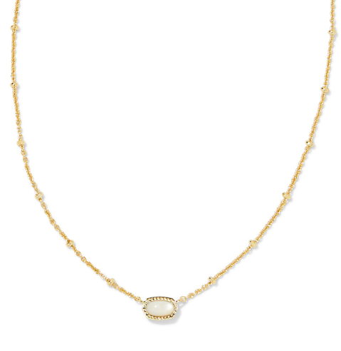 9608861986 MINI ELISA GLD IVORY Kendra Scott Mini Elisa Satellite Short Necklace in Gold Ivory Mother of Pearl