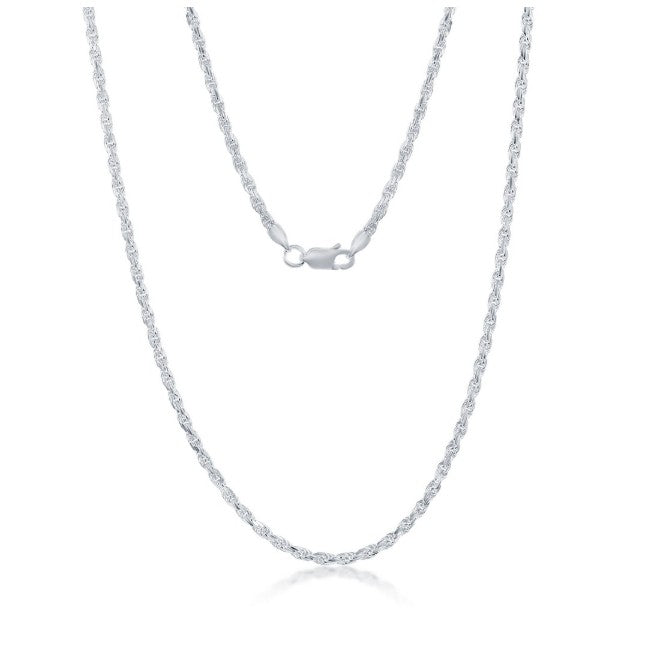 Sterling Silver 2.3mm Rope Chain - 22"